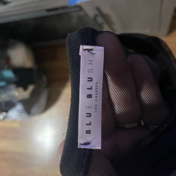 Blue Blush Black Mesh Blouse - Picture 3 of 3